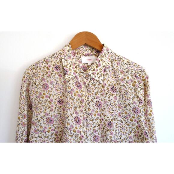 XIRENA Beau Button Down Oversized Boyfriend Shirt Top Ivy Vines Tan S $180 - Picture 4 of 16